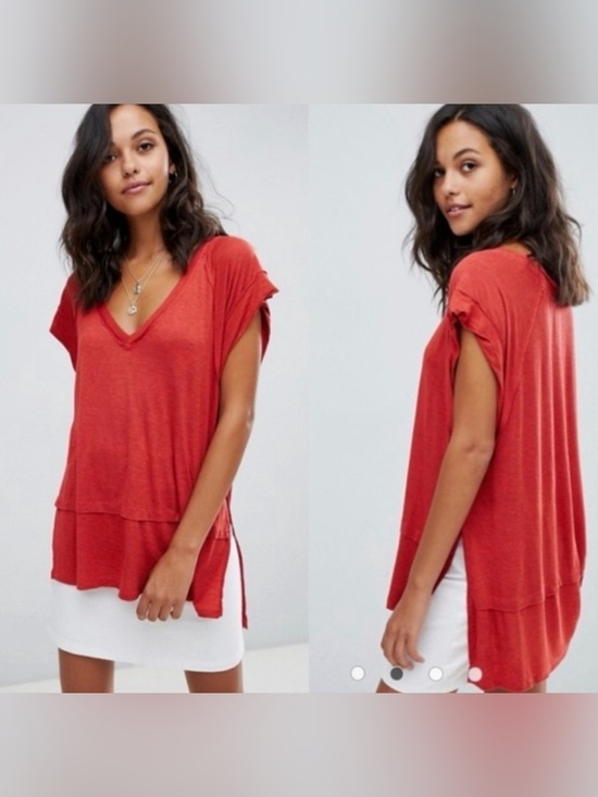 We The Free Tops - We The Free Relaxed V-Neck Tunic in Rust